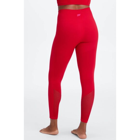 Fabletics Sync Seamless Red 7/8 Leggings High-Waisted Perforated Activewear Sz M - Picture 5 of 10